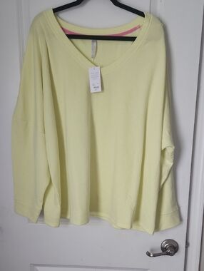 Cacique Pale Yellow V-Neck Long Sleeve Sweatshirt